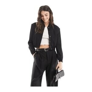 ASOS Design Strong Shoulder Tailored Bomber Jacket Black 4